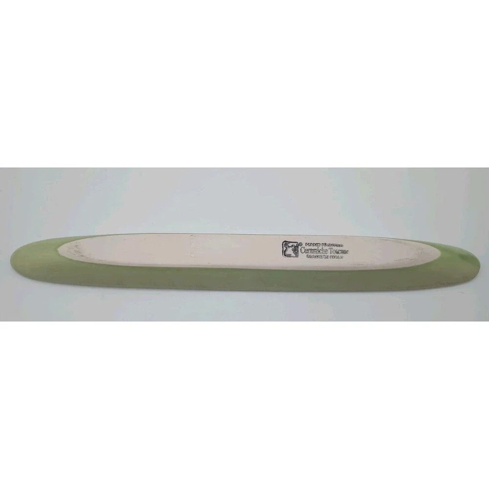 Vtg HAND PAINTED CERAMICHE TOSCANE ITALY GREEN OLIVE BOAT DISH OR TRAY